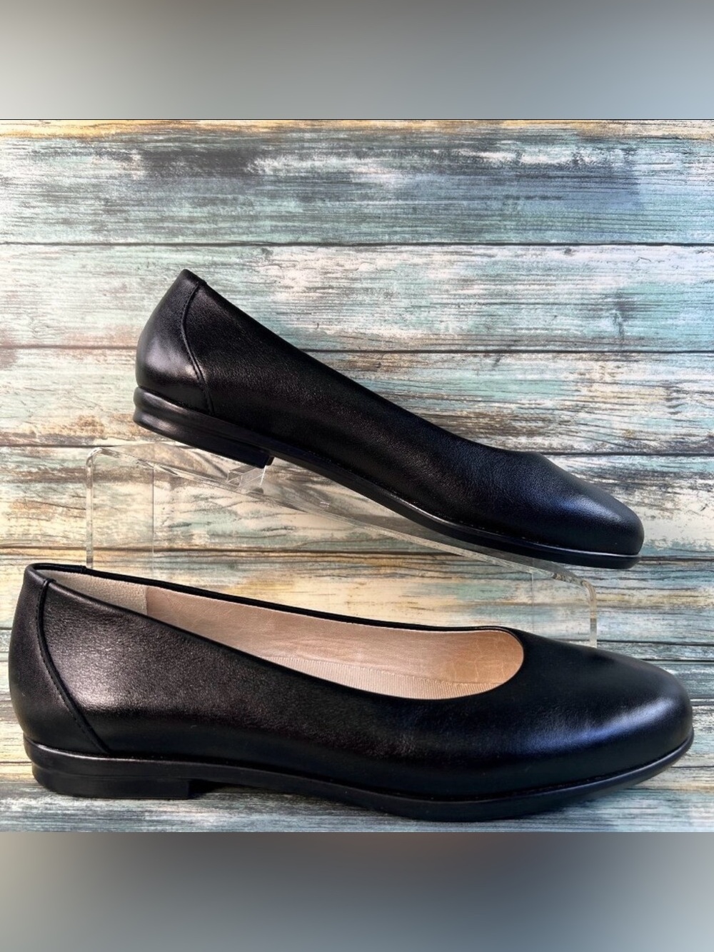 SAS Womens Scenic Ballet Flats Size 9.5 Narrow Black Leather Slip On Loafer Shoe